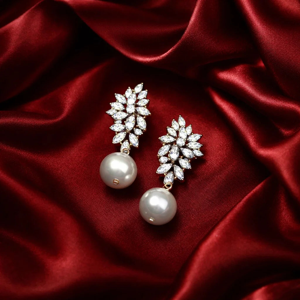 Zevar Club Valentine Special Diamond Finish Drop Earrings and Bracelet | Pack of 2