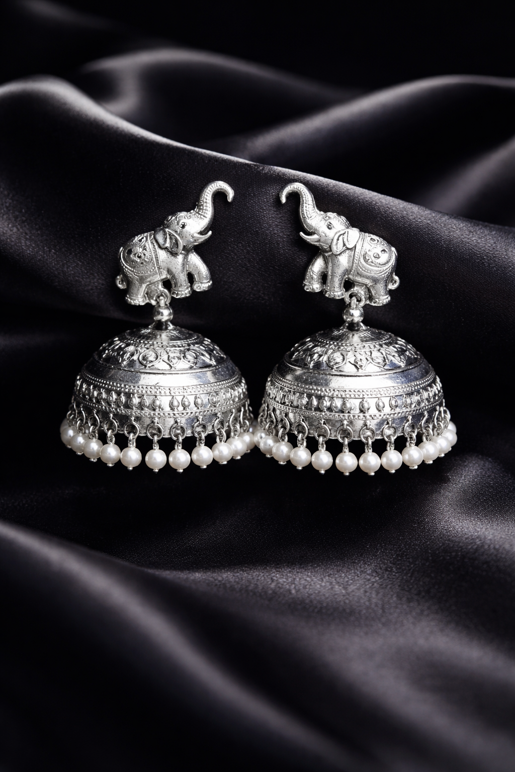 Zevar Club Valentine Special Oxidised Silver Pearl Earrings Combo | Pack of 2