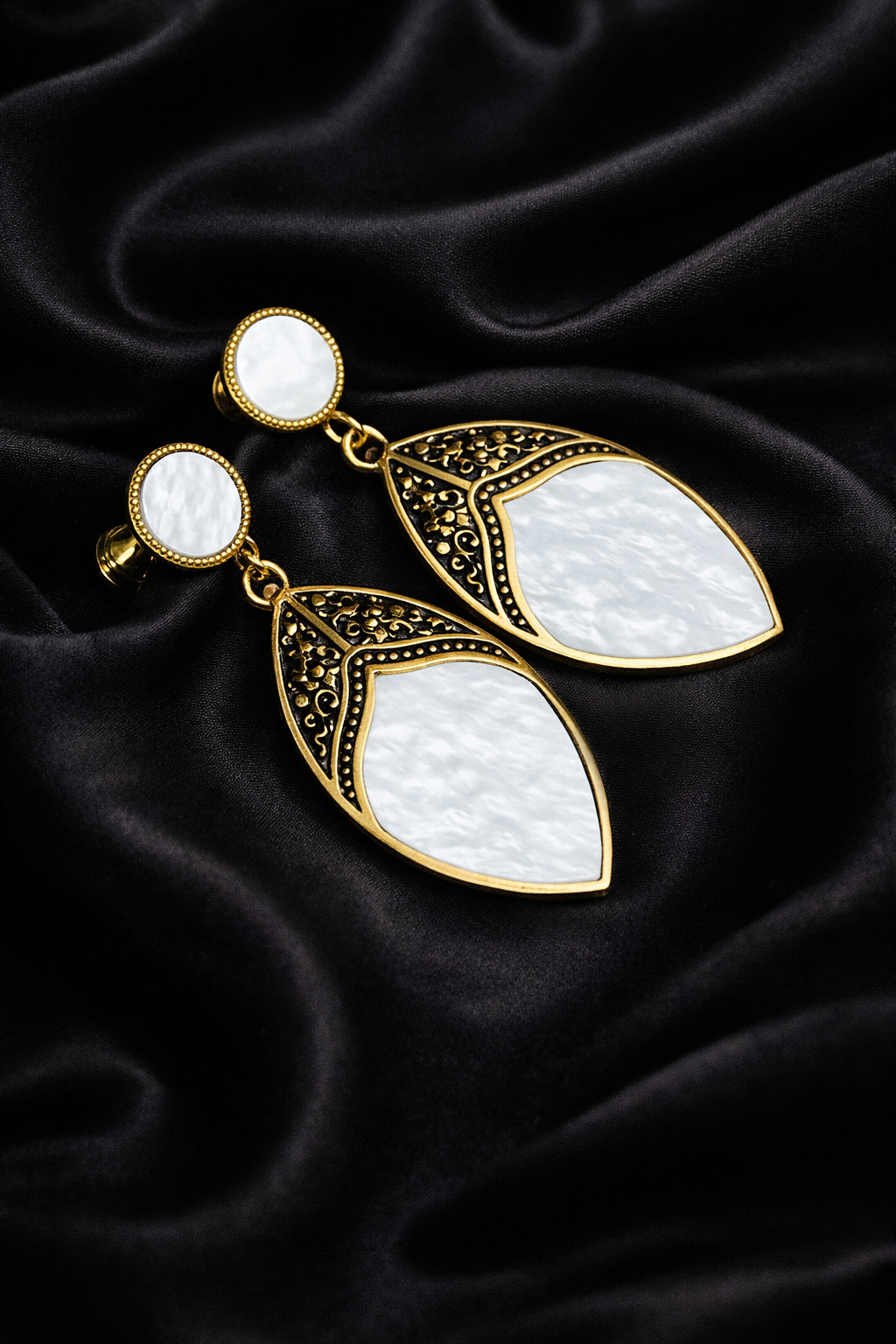 Zevar Club Valentine Special Gold Finish Earrings with White Stone & Pearl Drops | Pack of 2