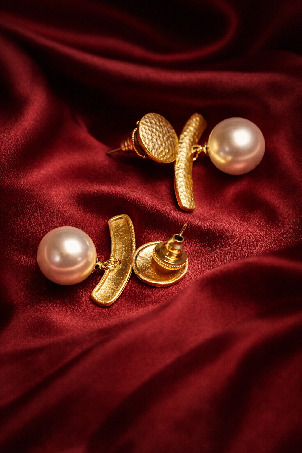 Zevar Club Valentine Special Gold Finish Pearl Drop Earrings Combo | Pack of 2