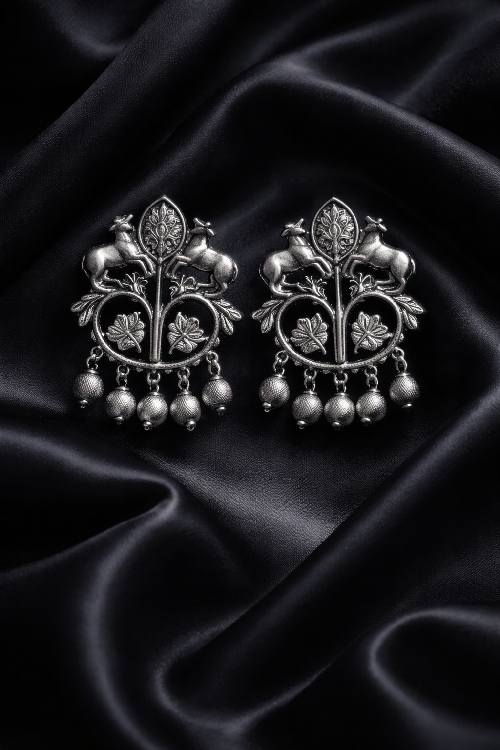 Zevar Club Valentine Special Oxidised Silver Earrings with Pearl Accents | Pack of 2