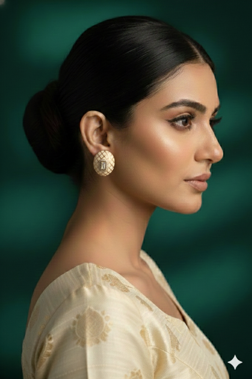 Cocktail Nights Ivory Enamel Stud Earrings