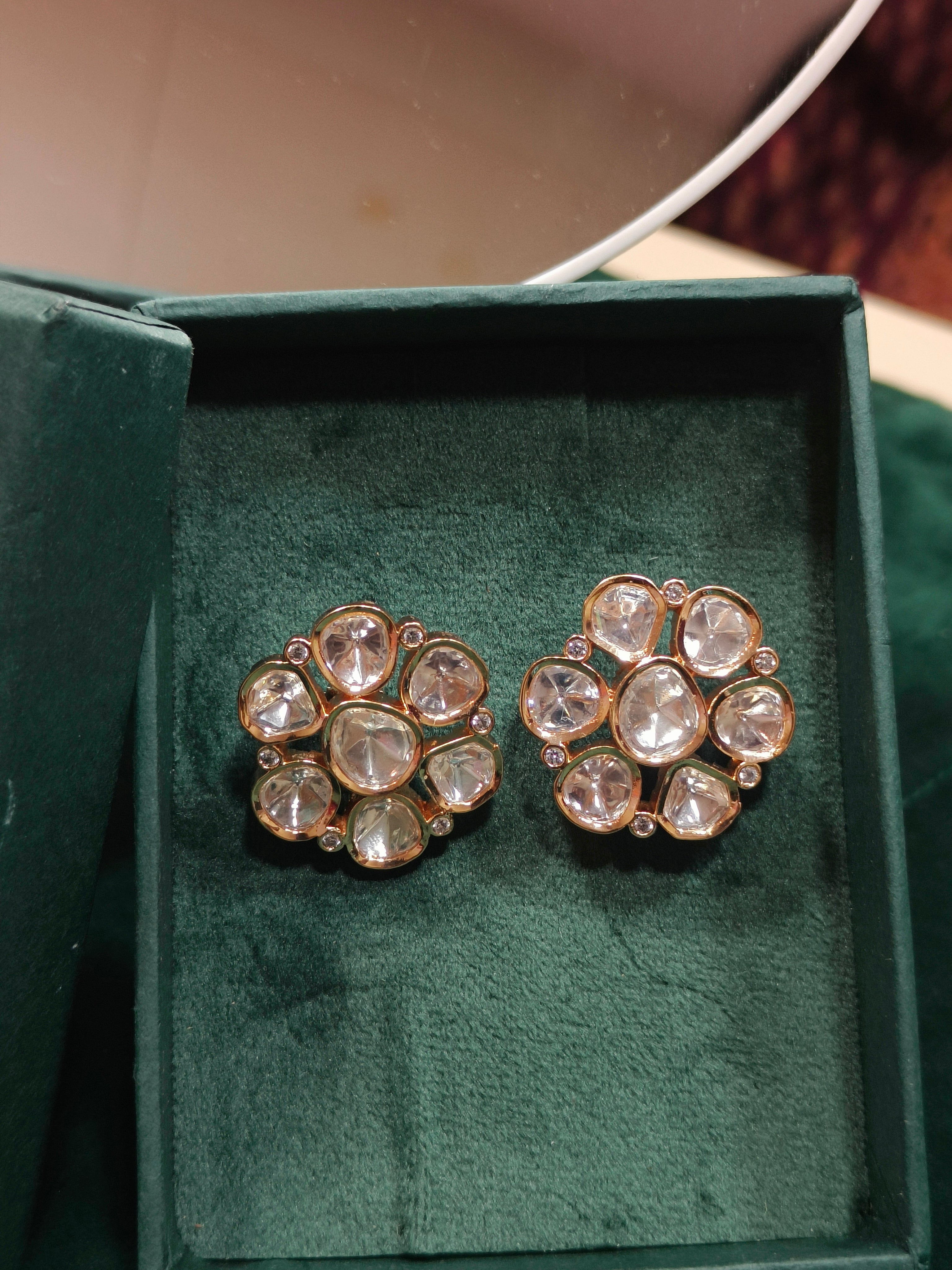 Zevar Club 12K Gold-Plated Statement Flower Shaped Studs