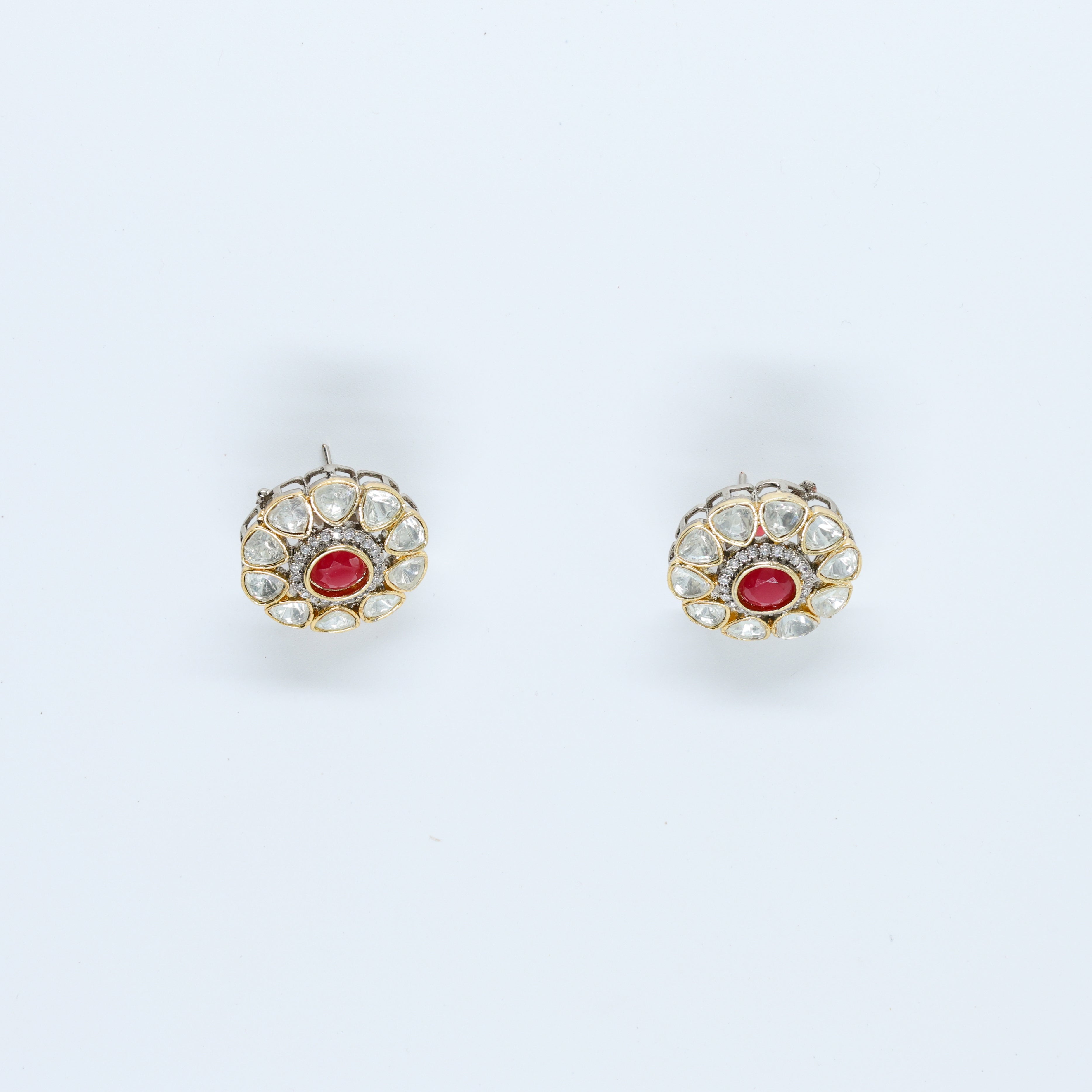 Pearl Diamond Red Choker with Statement Earrings