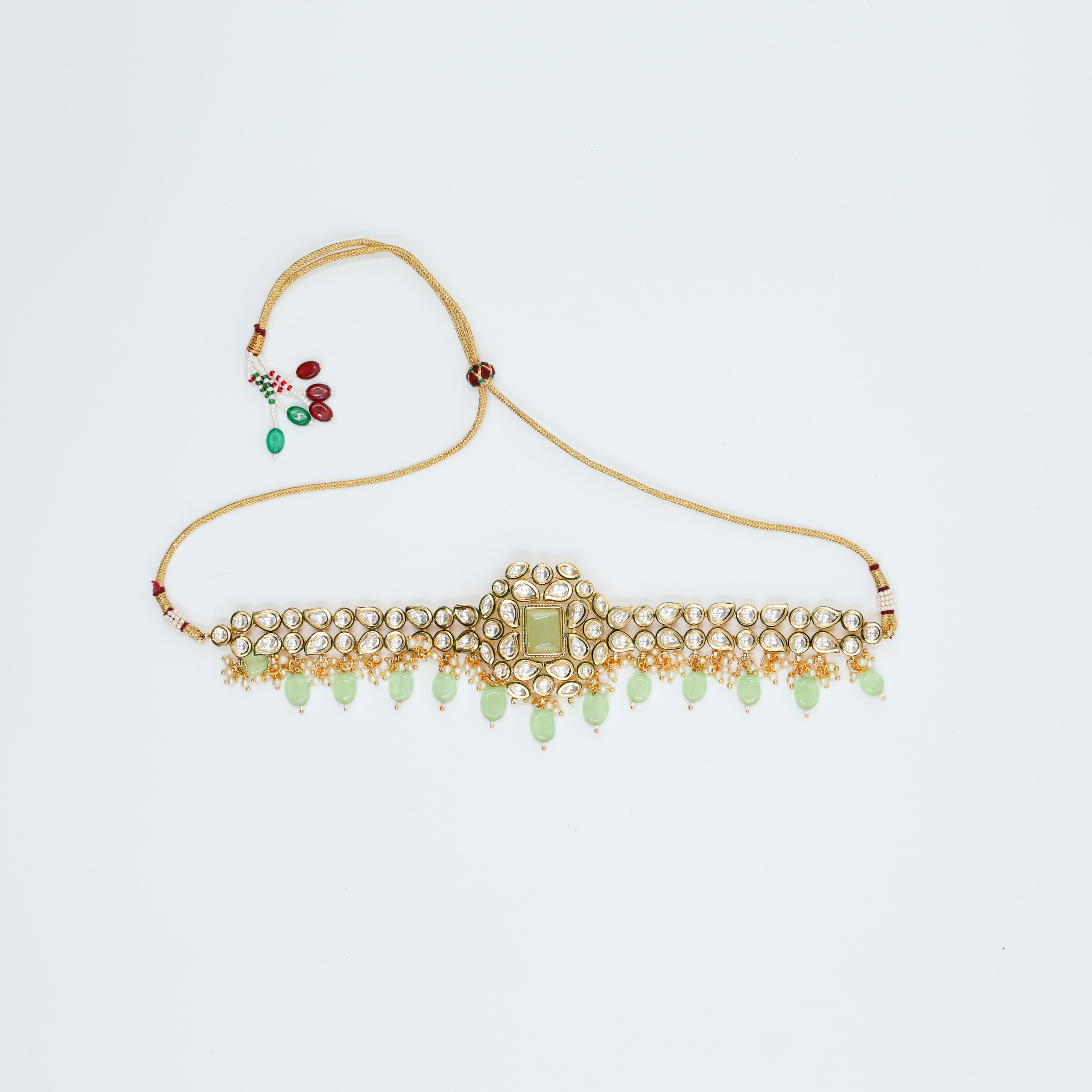 Light Green Choker with Statement Earrings