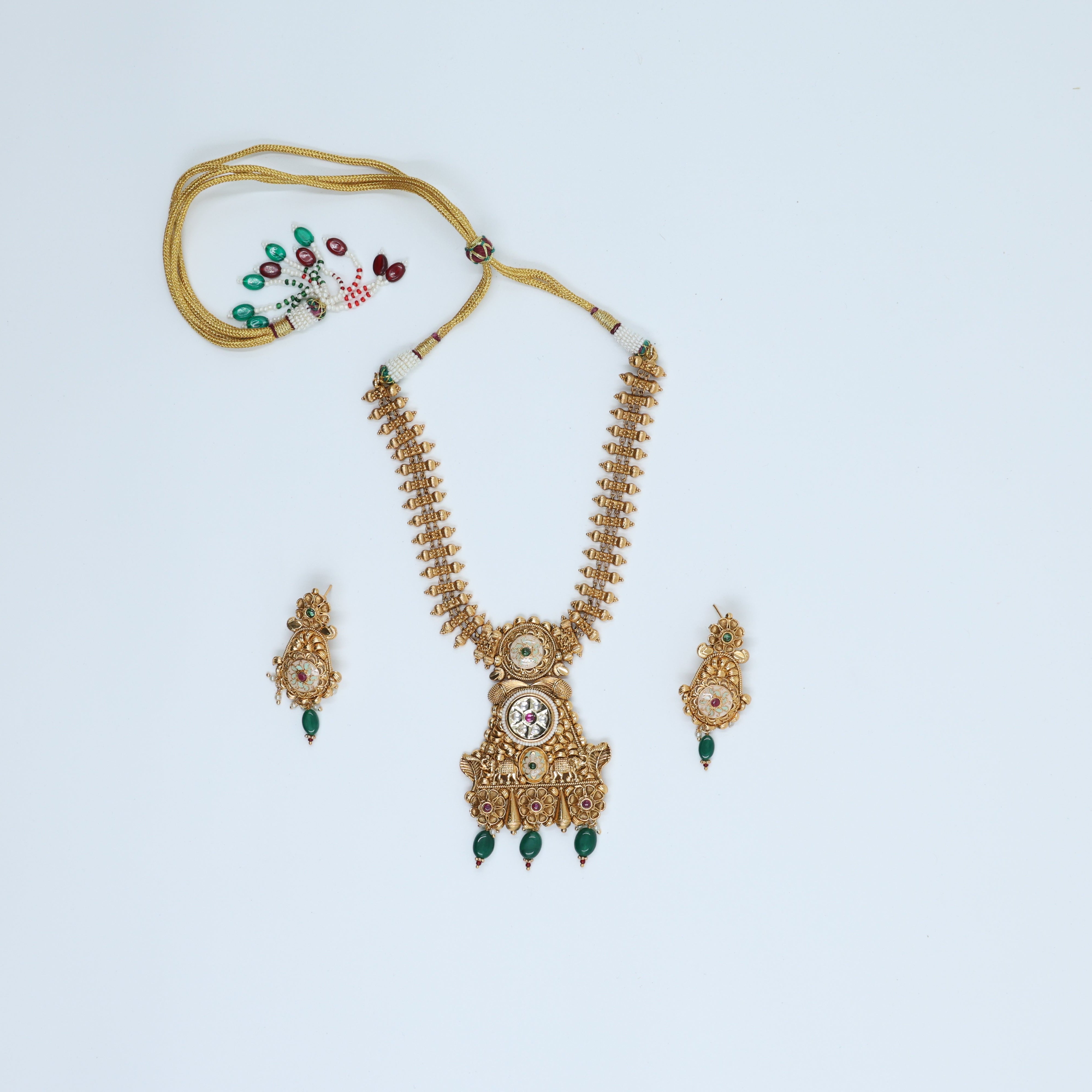 Mystic Antique 22K Gold Plated Elegant Emerald Drops Set