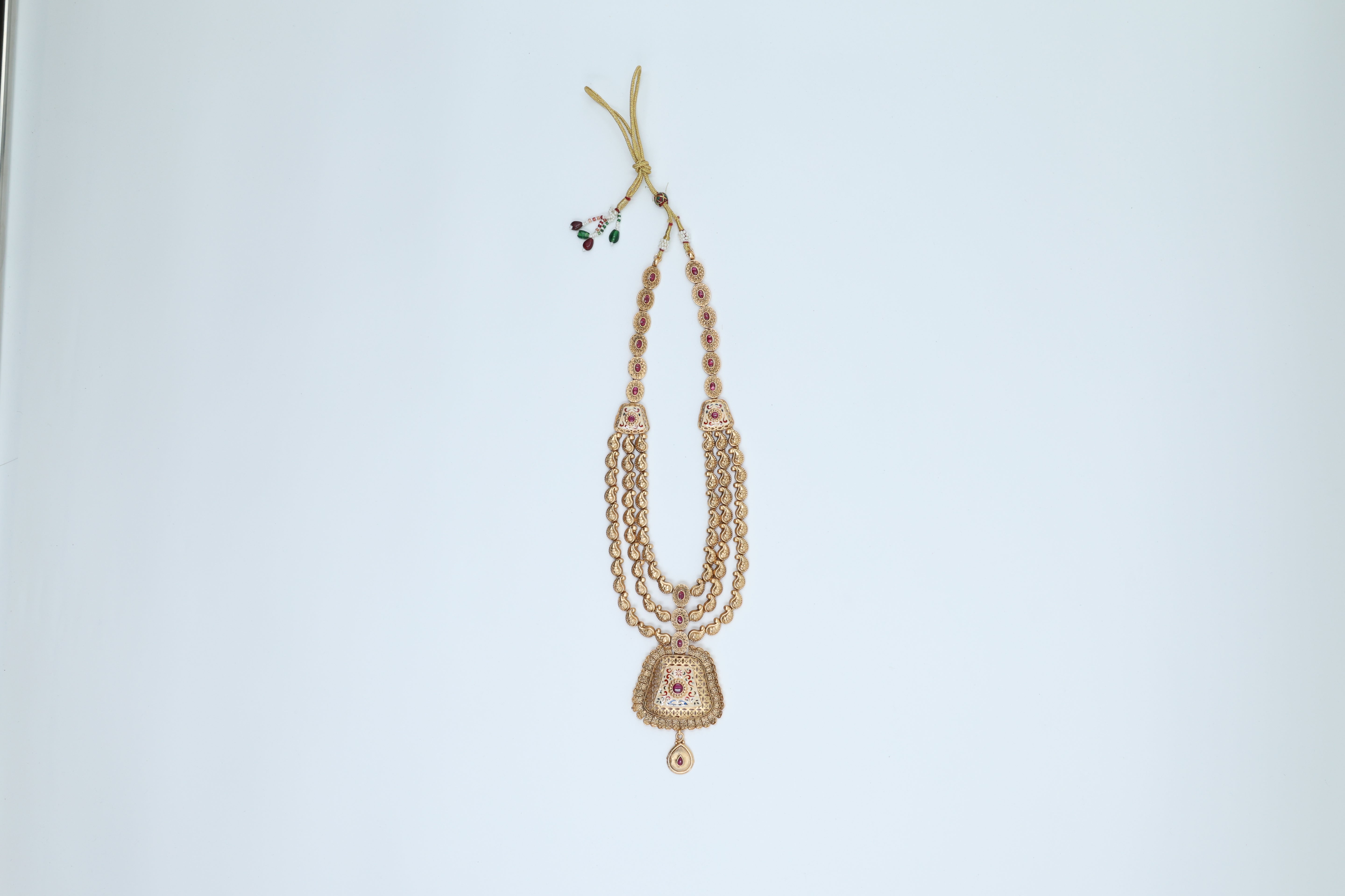 18K Gold Plated Three Layer Meena Set in Pink