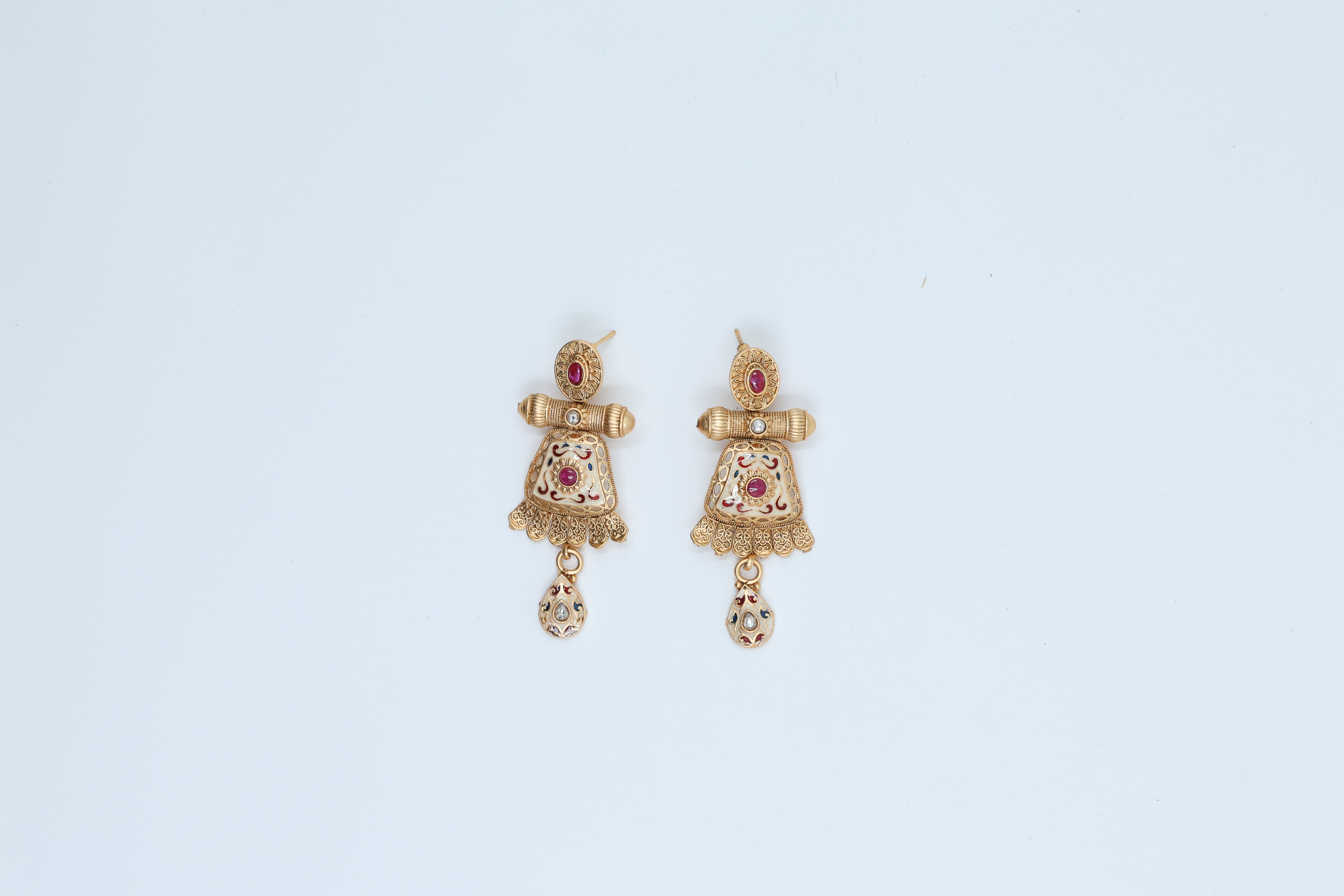 18K Gold Plated Three Layer Meena Set in Pink