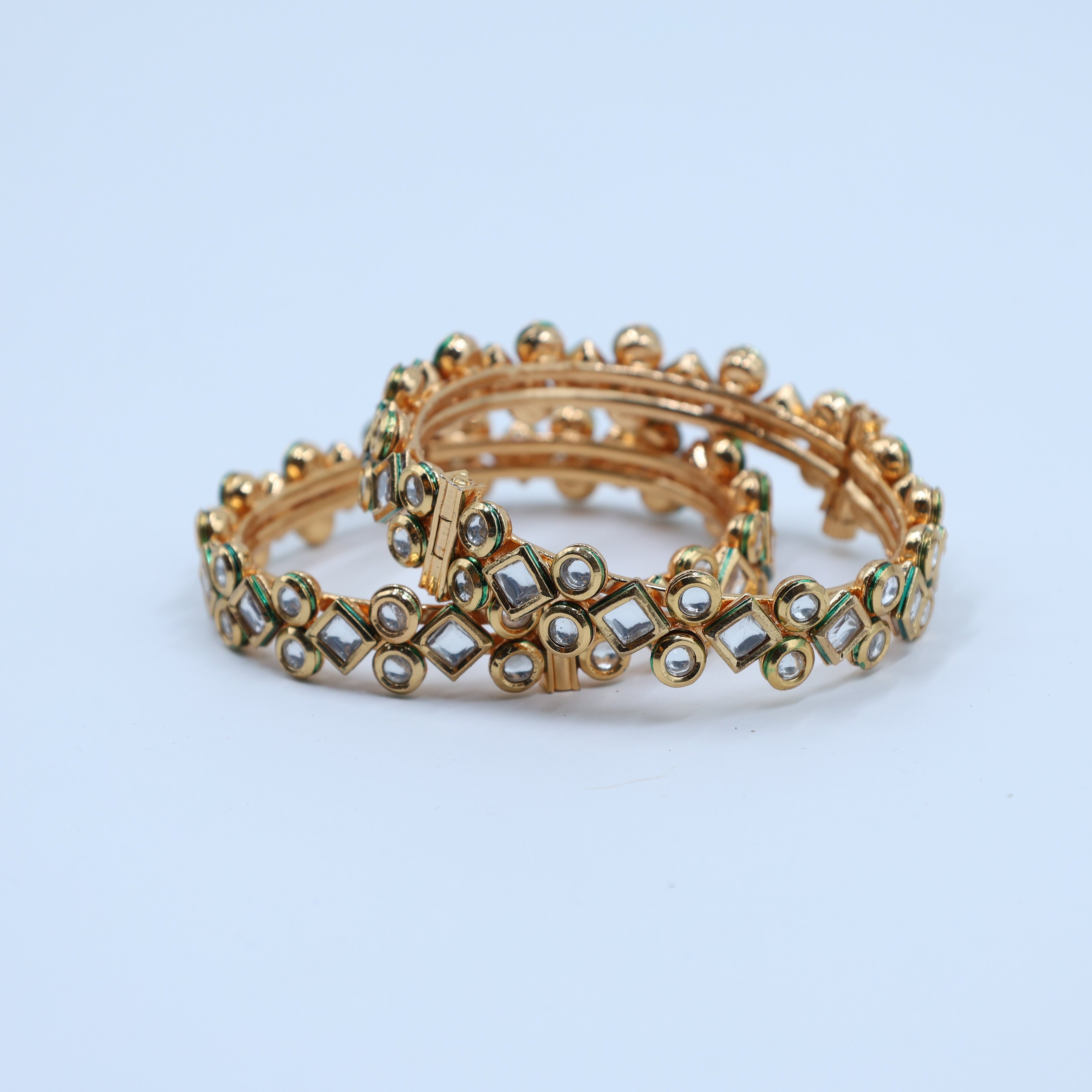 Evergreen Kundan Bangles, Set of 2