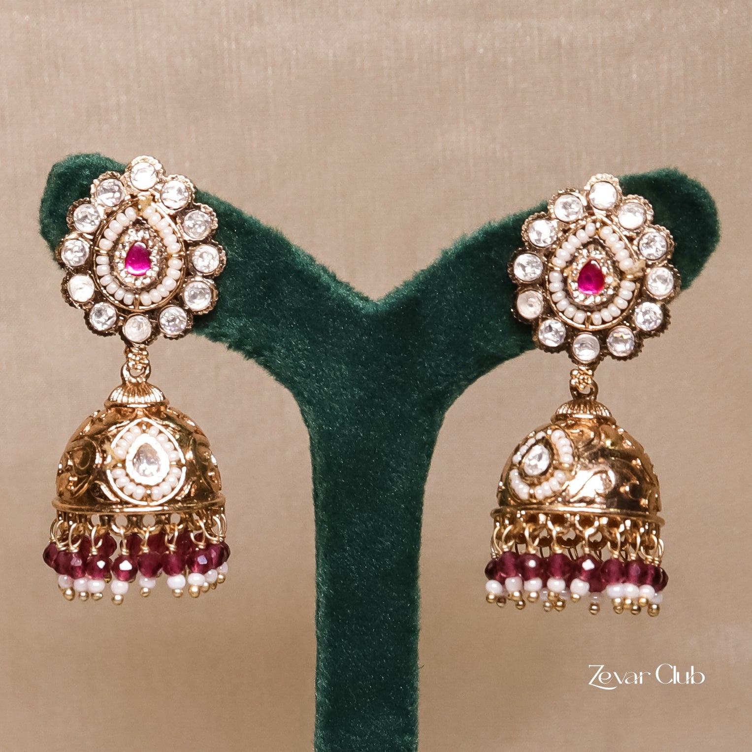 Zevar Club Ranjhana Kundan Antique Jhumkis