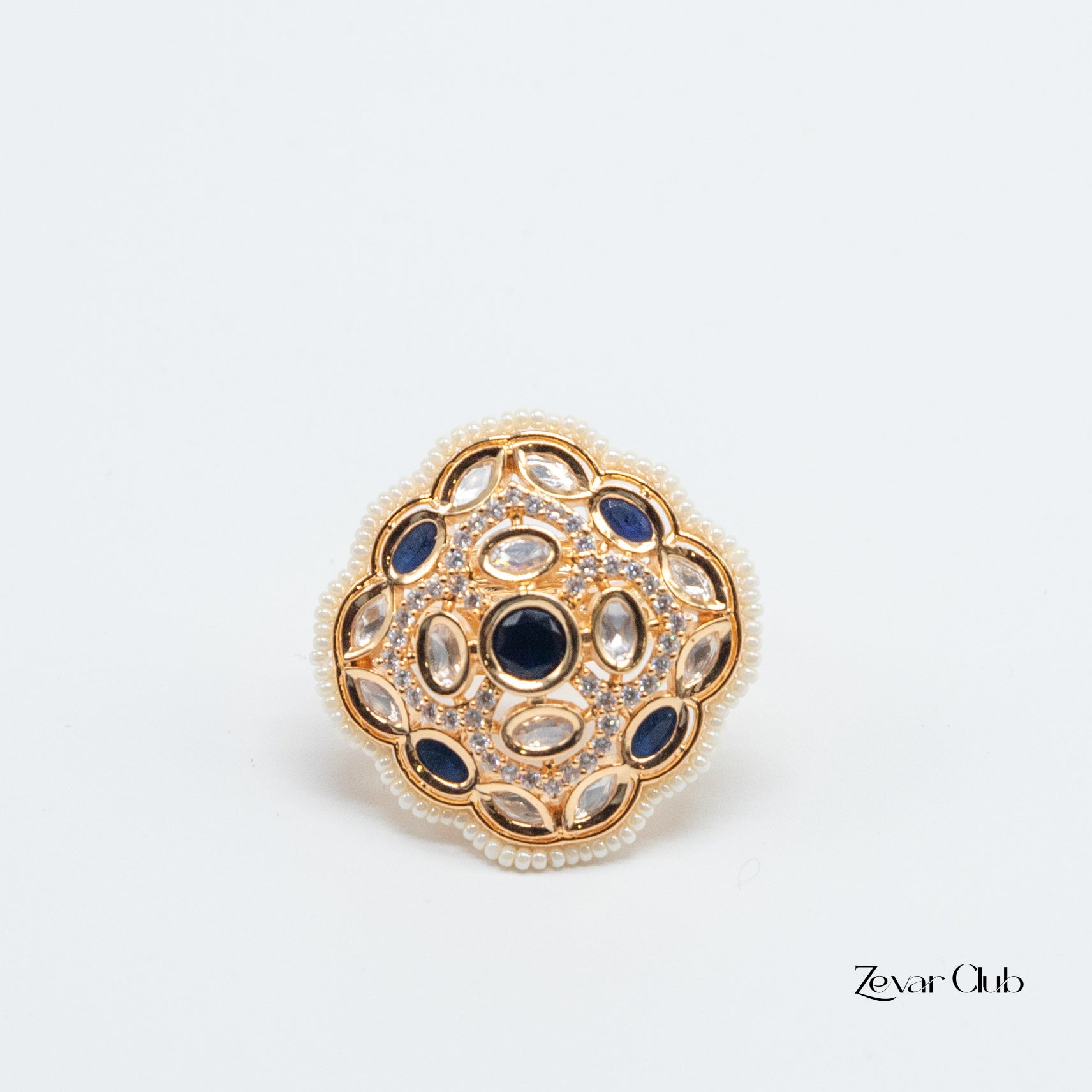 Zevar Club Statement Rounded Diamond Kundan Ring