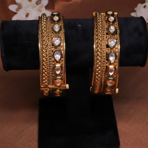 Royal Kundan Openable Handiwork Bangles