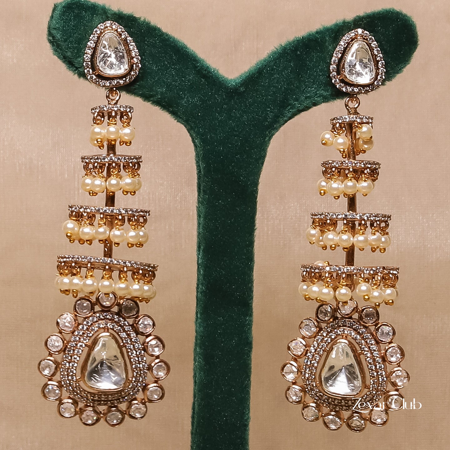 Zevar Club Mastaani Pearl Kundan Earrings
