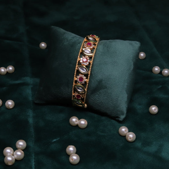 Gold Plated Statement Kundan Bracelet