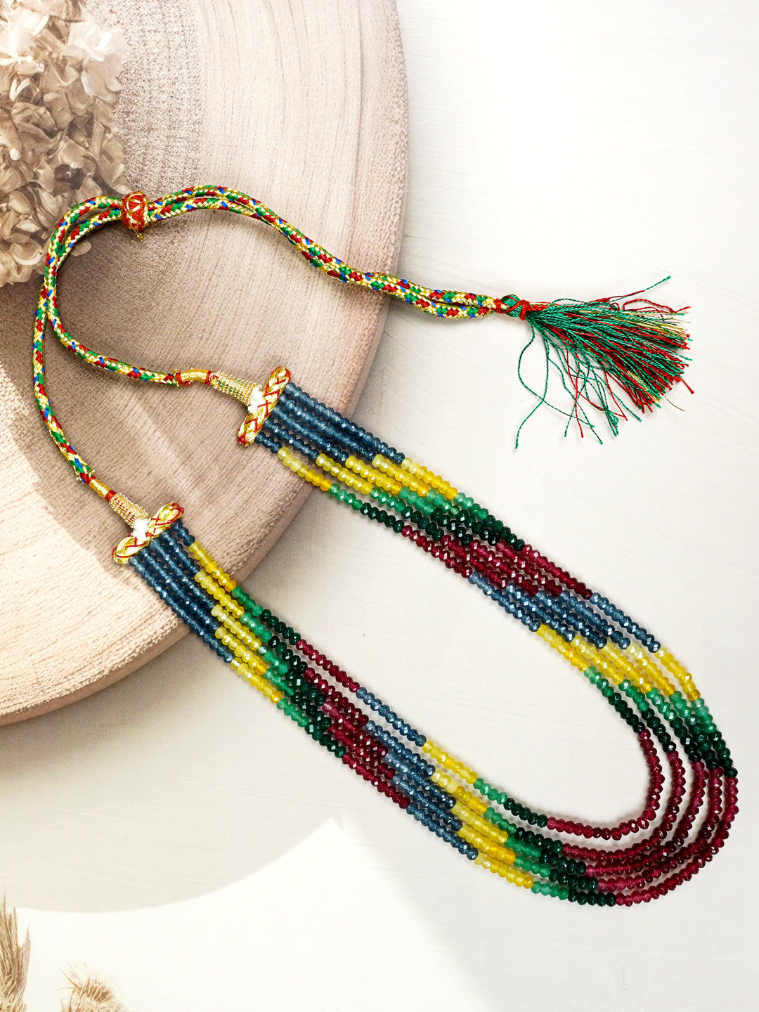 Zevar Club Multicolor Glossy Beads Multi-Layered Luxury Handcrafted Statement Necklace