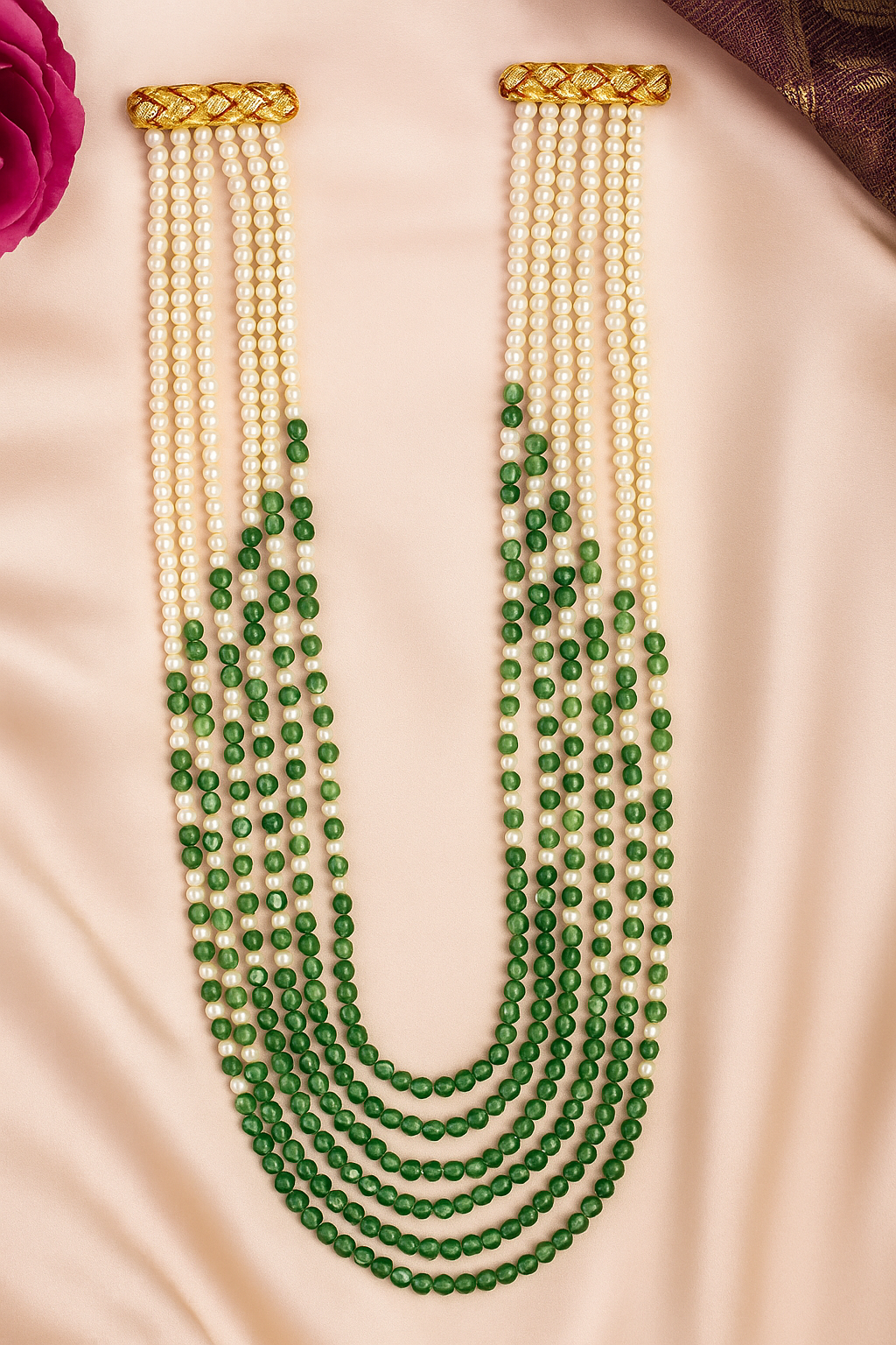Zevar Club Seven Layered Fine Pearls Semi Precious Necklace