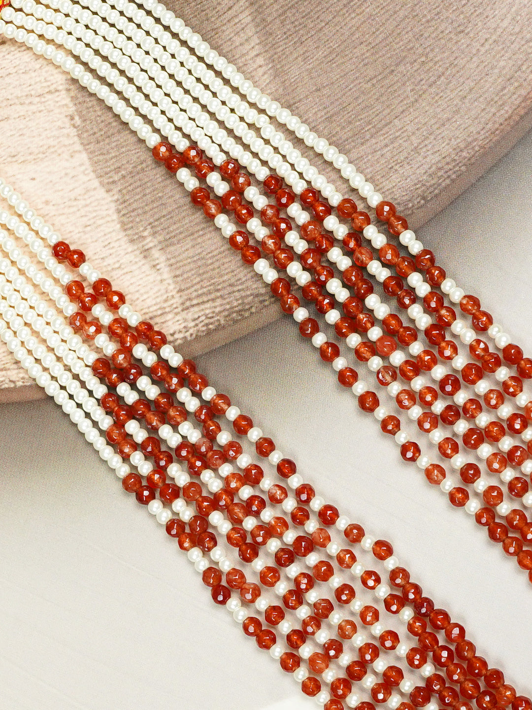 Zevar Club Seven Layered Fine Pearls Semi Precious Necklace