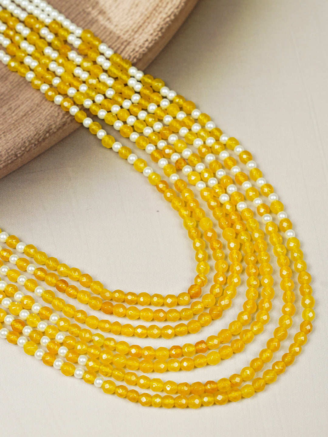 Zevar Club Seven Layered Fine Pearls Semi Precious Necklace