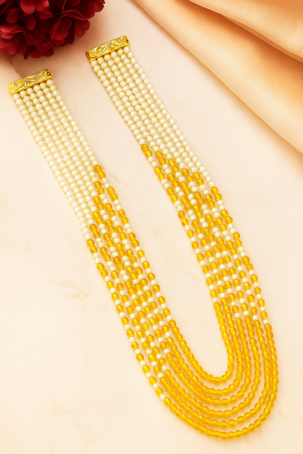 Zevar Club Seven Layered Fine Pearls Semi Precious Necklace