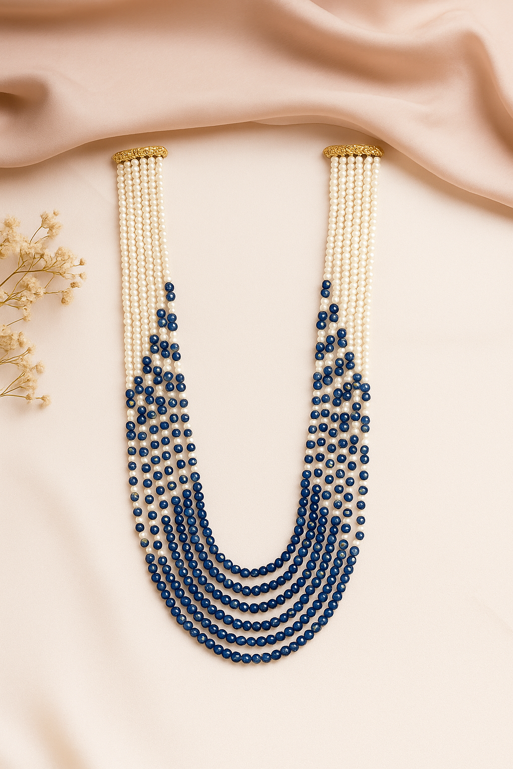 Zevar Club Seven Layered Fine Pearls Semi Precious Necklace