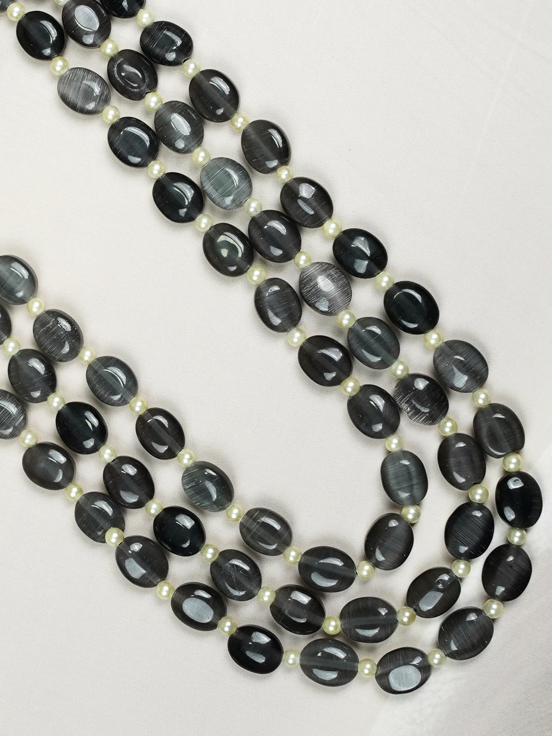 Zevar Club Three Lines Gemstone Beads Necklace