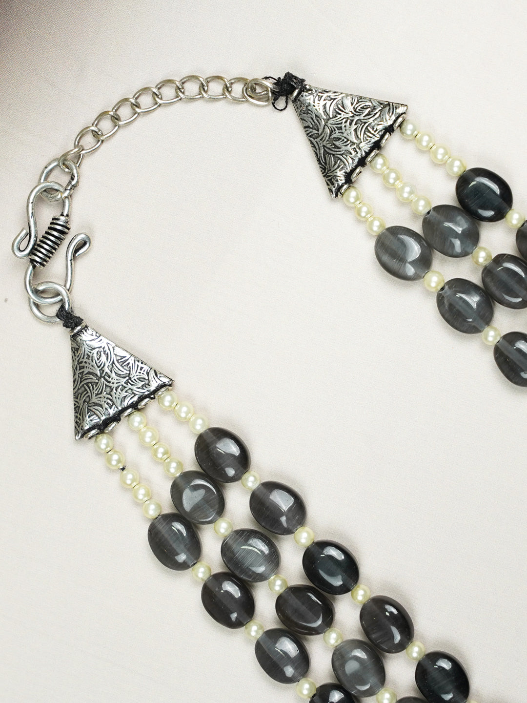 Zevar Club Three Lines Gemstone Beads Necklace