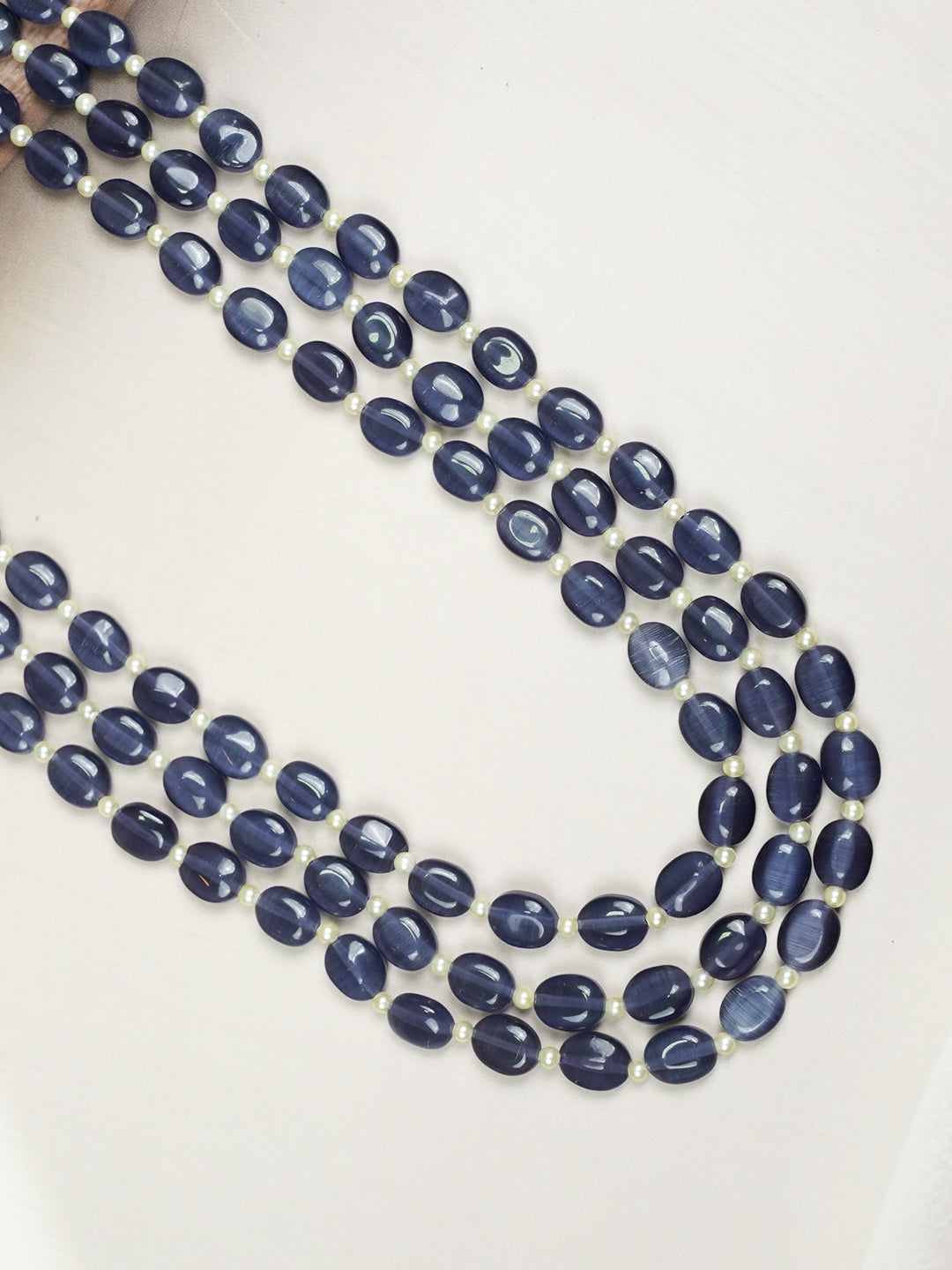 Zevar Club Three Lines Gemstone Beads Necklace