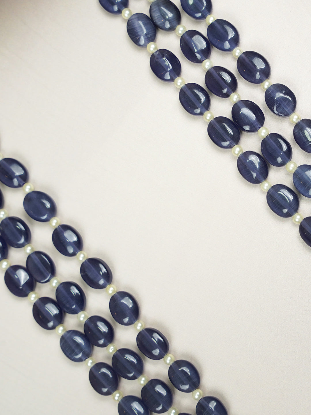 Zevar Club Three Lines Gemstone Beads Necklace