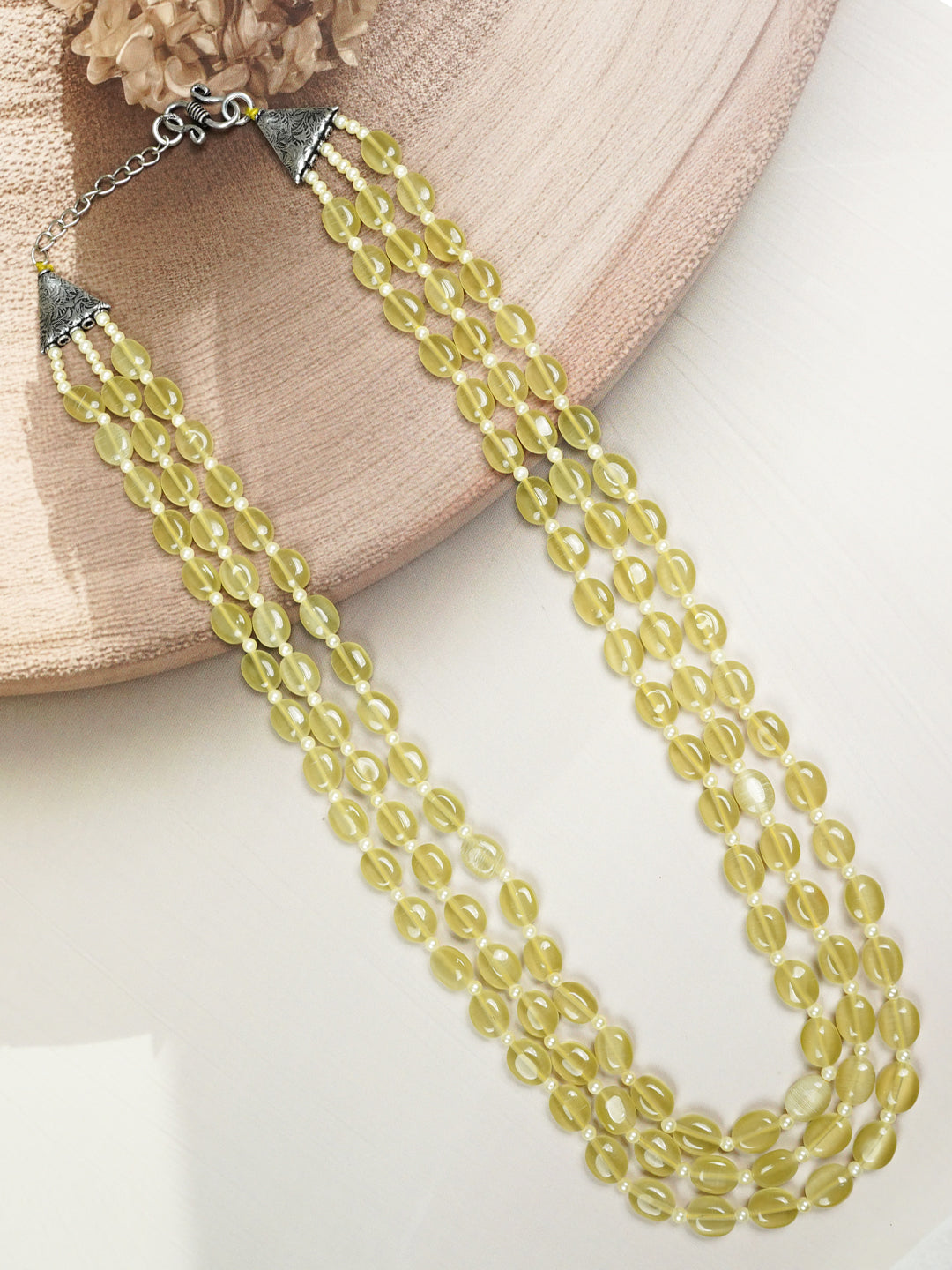 Zevar Club Three Lines Gemstone Beads Necklace