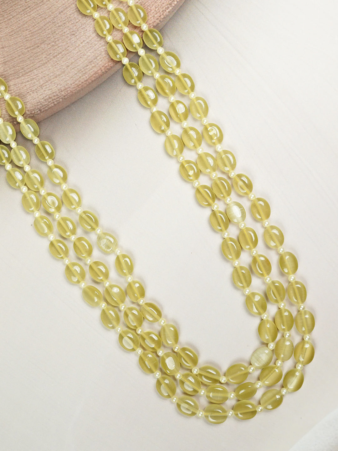 Zevar Club Three Lines Gemstone Beads Necklace