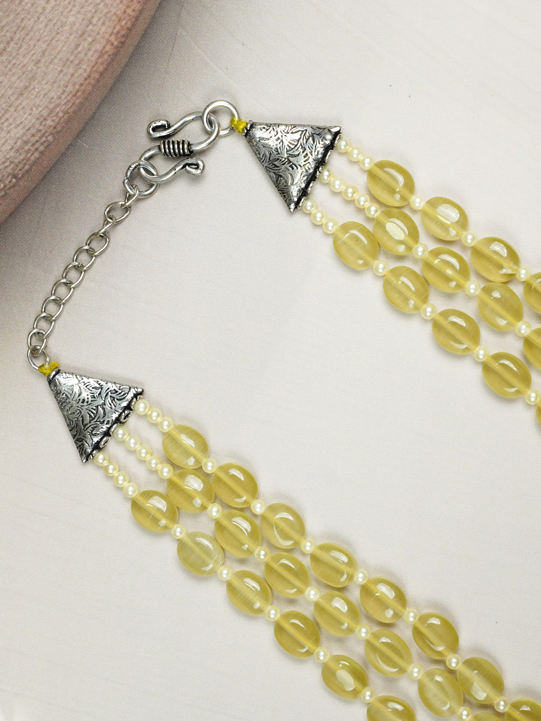 Zevar Club Three Lines Gemstone Beads Necklace