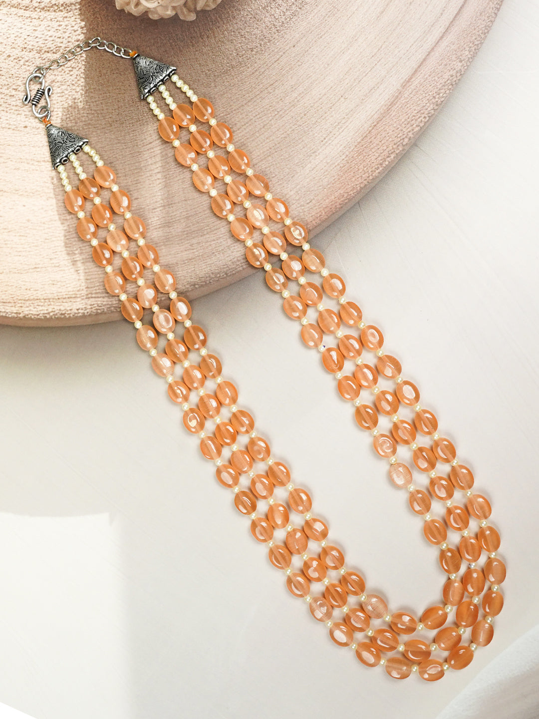 Zevar Club Three Lines Gemstone Beads Necklace