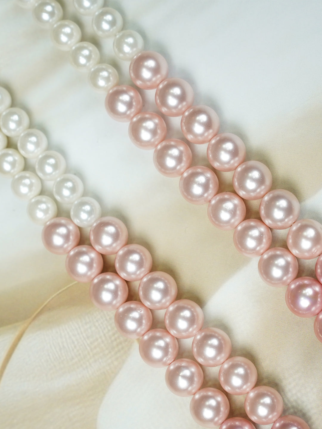 Zevar Club Double Layer Pink, Grey, Yellow & Black Glossy Pearl Royal Statement Necklace