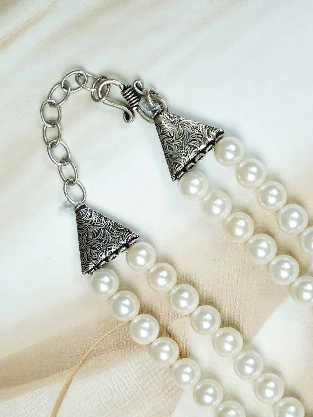 Zevar Club Double Layer Pink, Grey, Yellow & Black Glossy Pearl Royal Statement Necklace