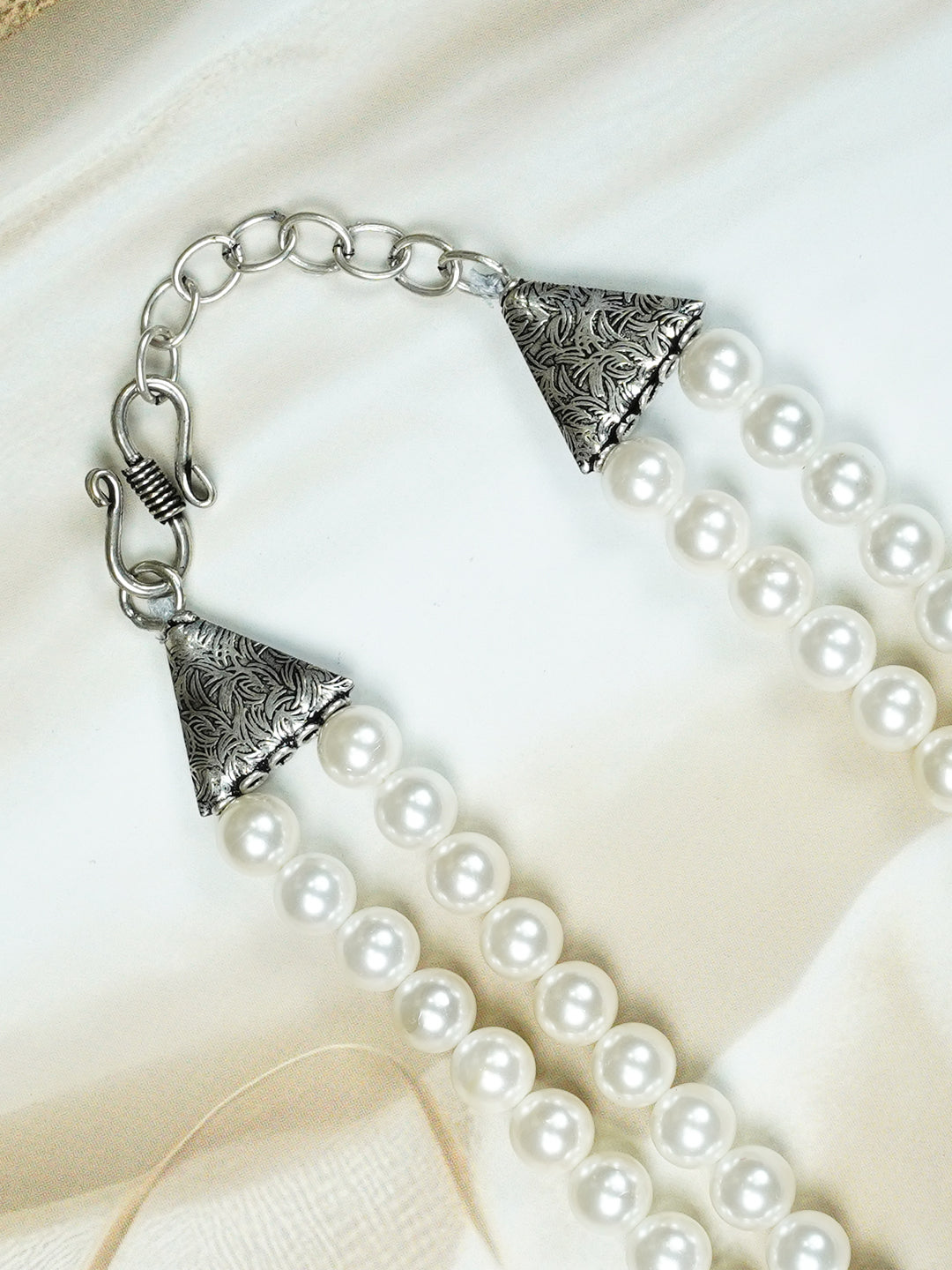 Zevar Club Double Layer Pink, Grey, Yellow & Black Glossy Pearl Royal Statement Necklace