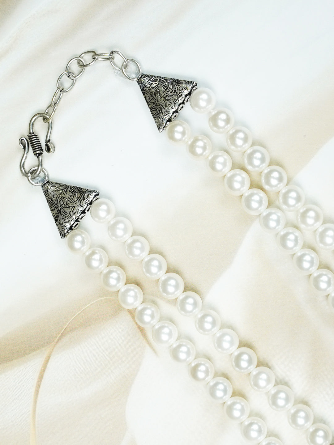 Zevar Club Double Layer Pink, Grey, Yellow & Black Glossy Pearl Royal Statement Necklace