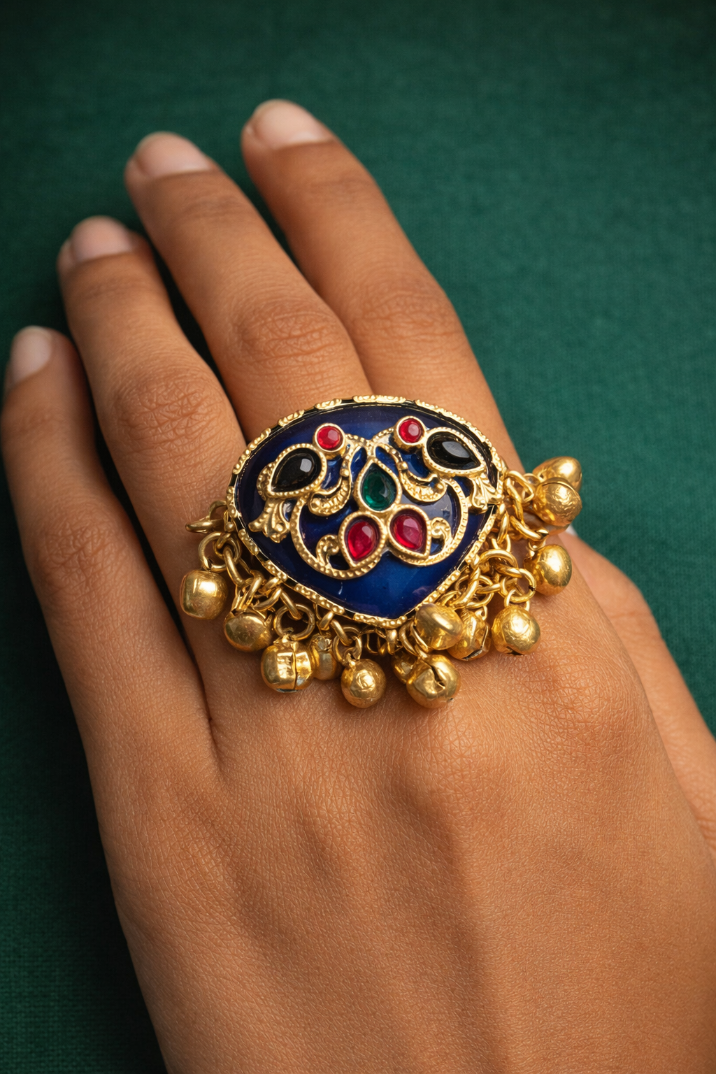 Ethnic Ivory Enamel Statement Ring