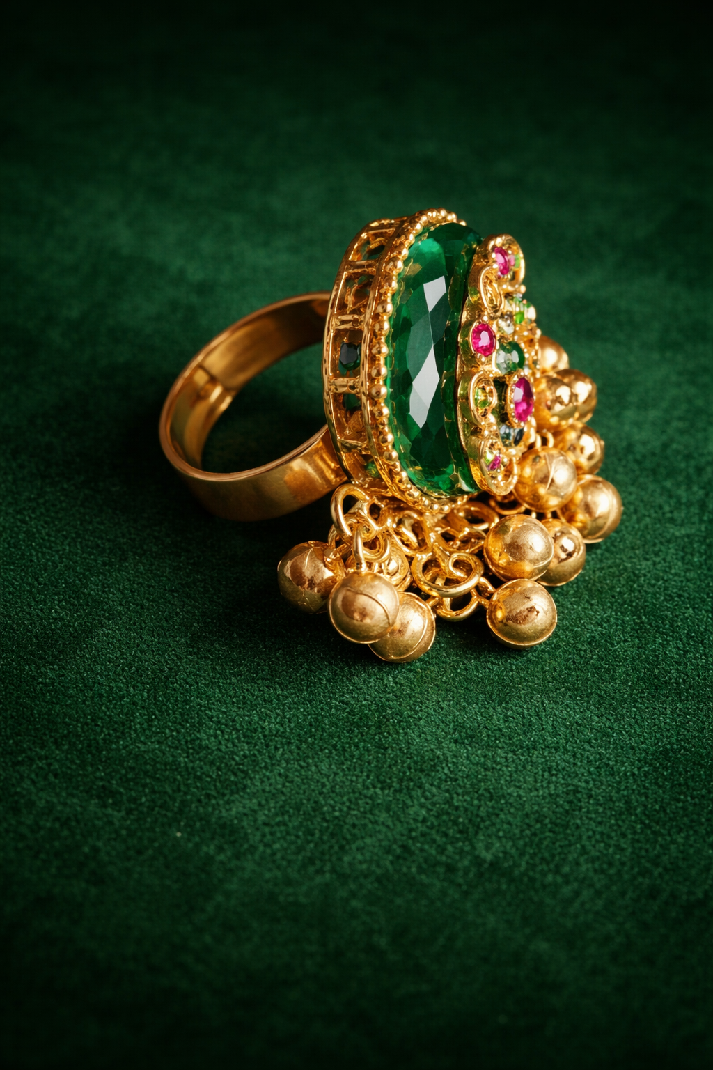 Ethnic Green Enamel Statement Ring