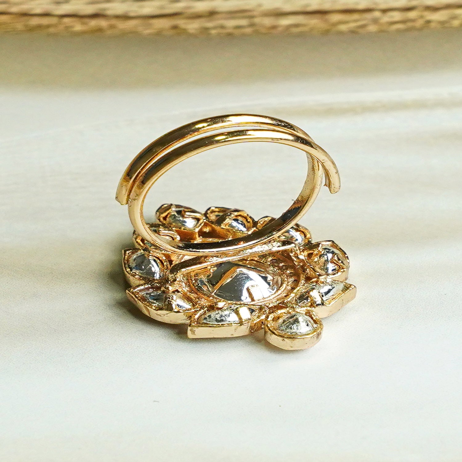 Zevar Club 12K Gold-Plated Kundan Agni Adjustable Ring