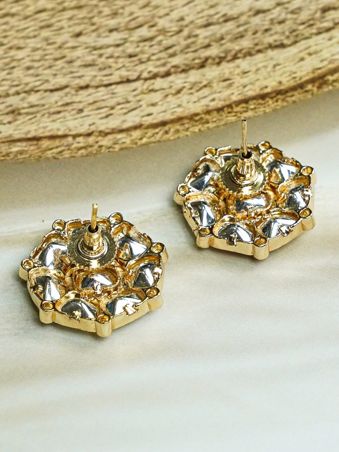 Zevar Club 18K Gold-Plated Octagon Kundan Studs