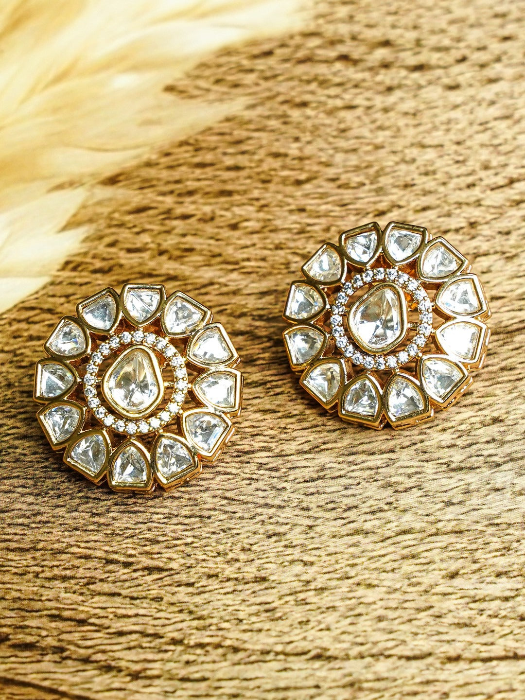 Zevar Club 12K Gold-Plated Maximal Uncut Kundan Studs