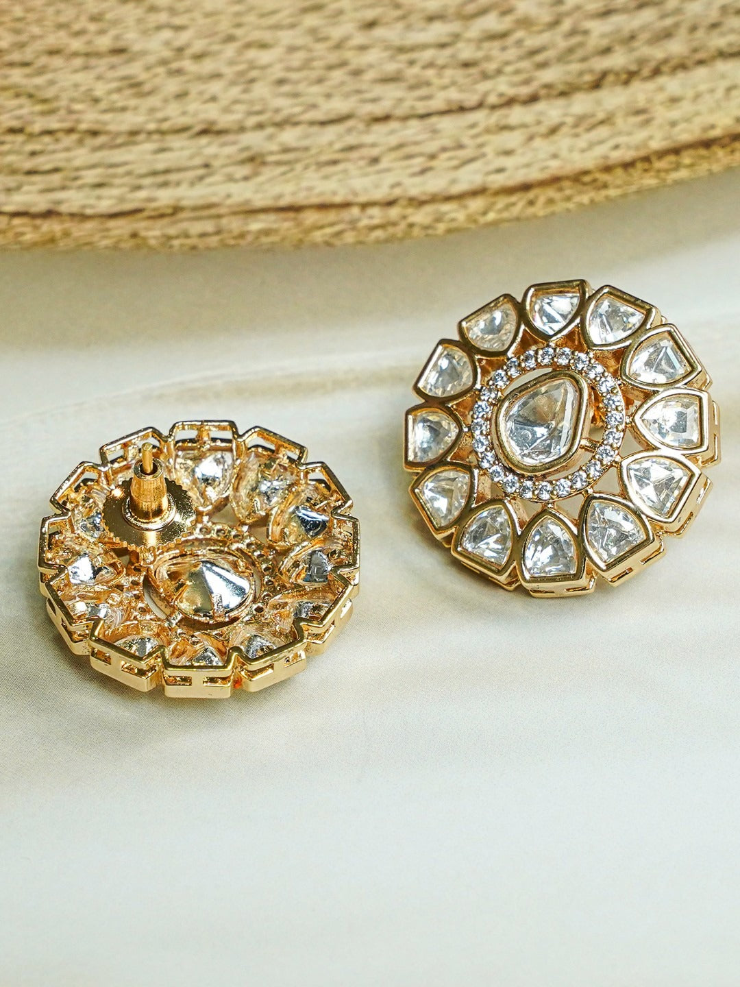 Zevar Club 12K Gold-Plated Maximal Uncut Kundan Studs