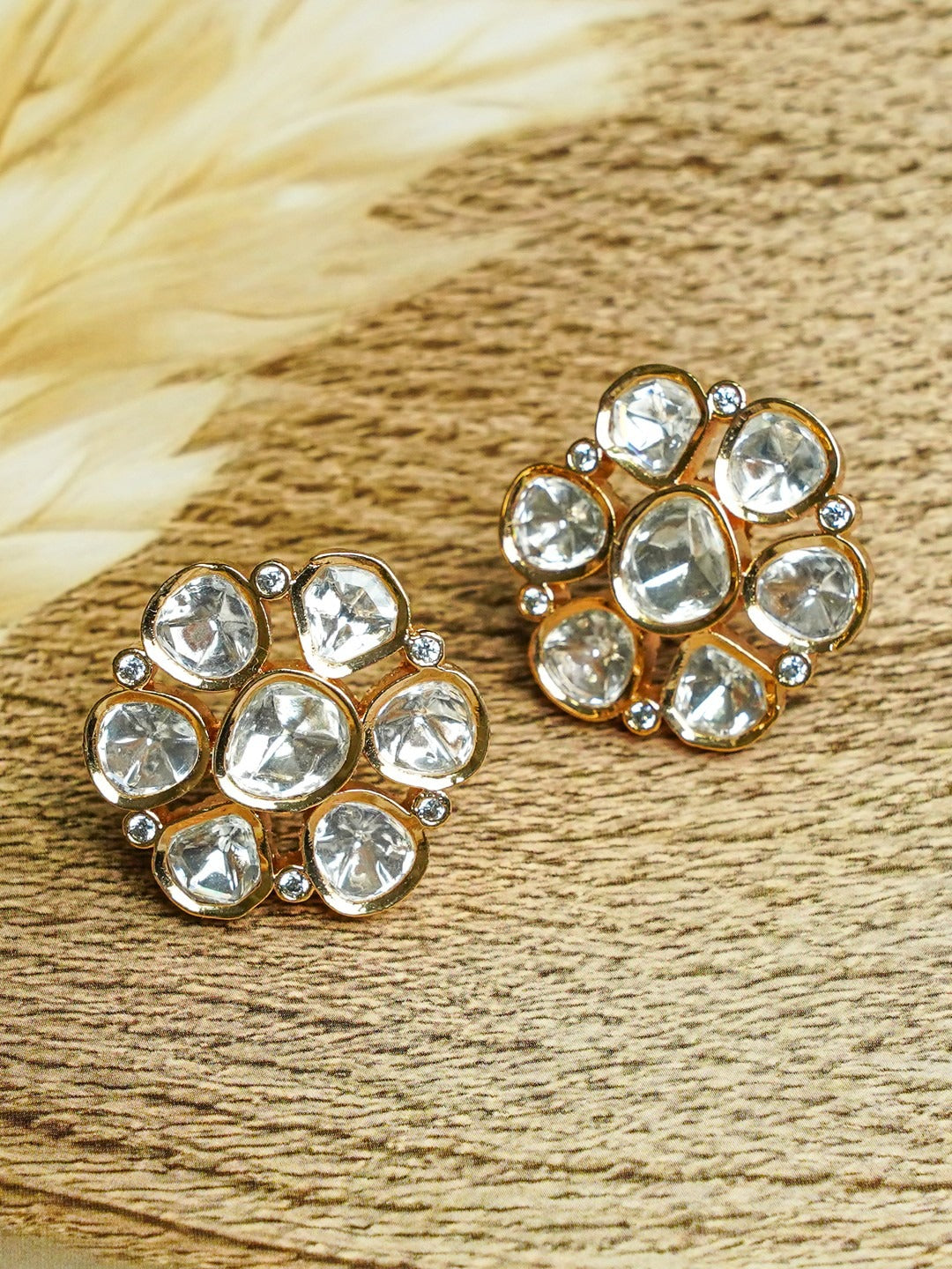 Zevar Club 12K Gold-Plated Statement Flower Shaped Studs