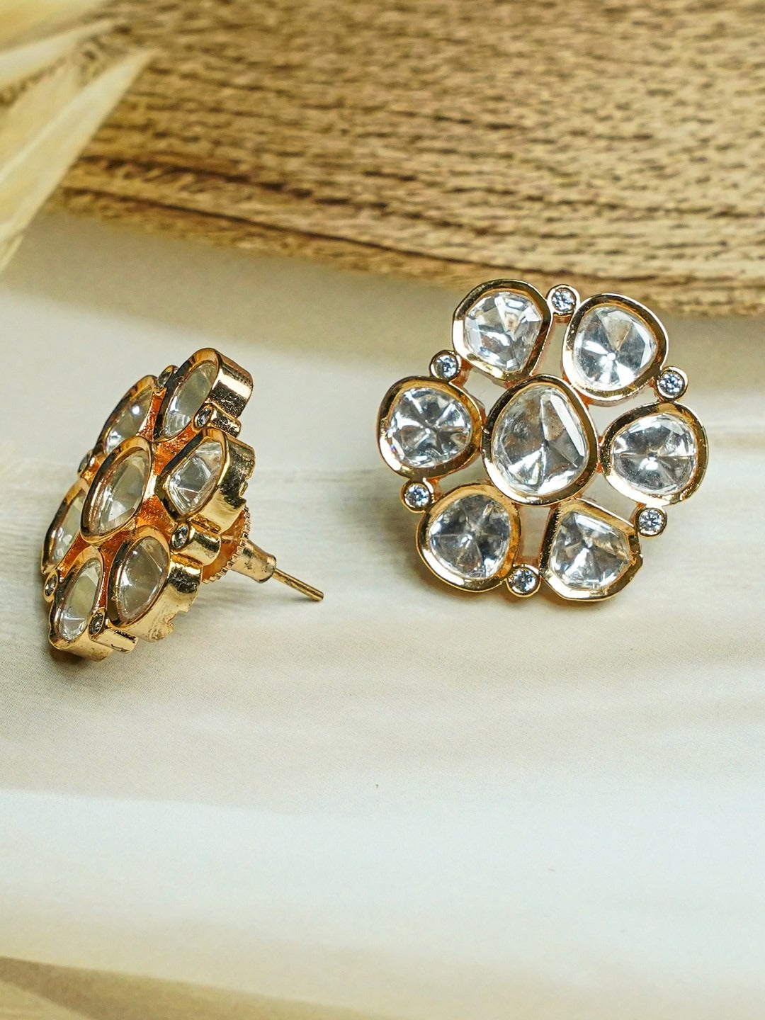Zevar Club 12K Gold-Plated Statement Flower Shaped Studs
