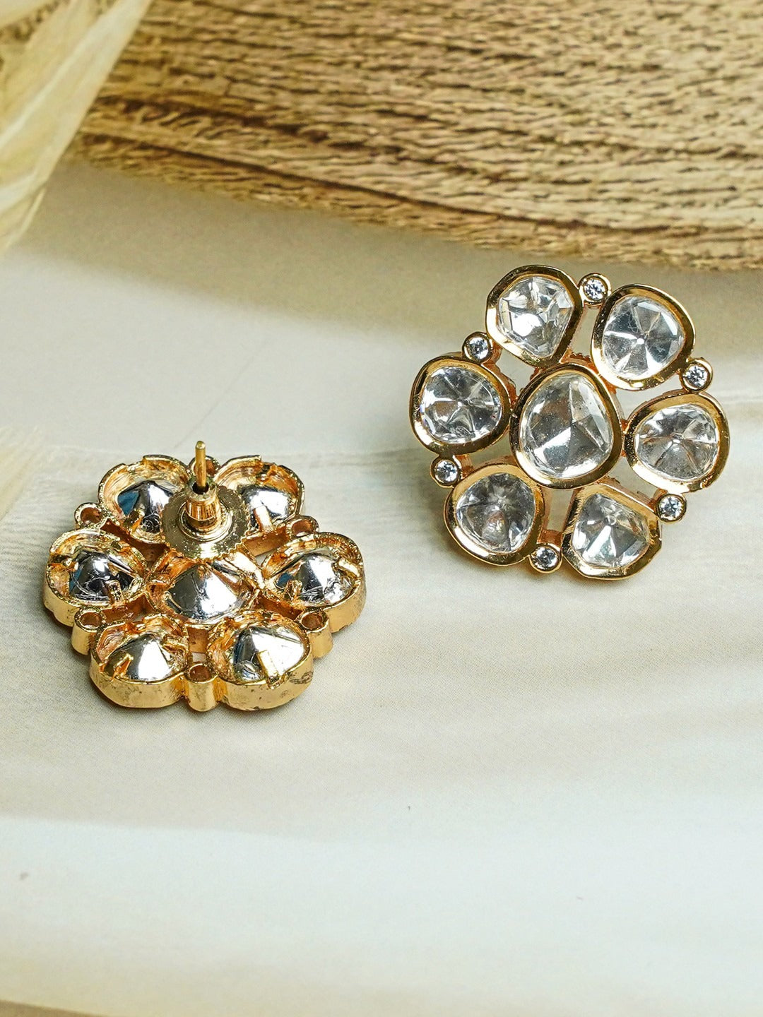 Zevar Club 12K Gold-Plated Statement Flower Shaped Studs