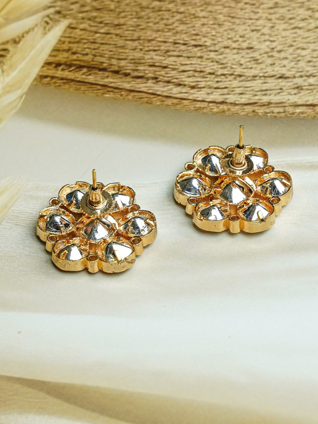 Zevar Club 12K Gold-Plated Statement Flower Shaped Studs