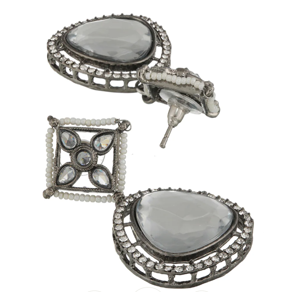 Architectural Kundan Style Zirconia Drop Earrings