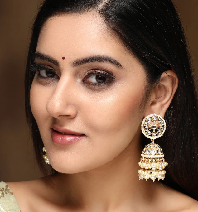 Festive Favorite Handcrafted Kundan Pearl Jhumka Earrings