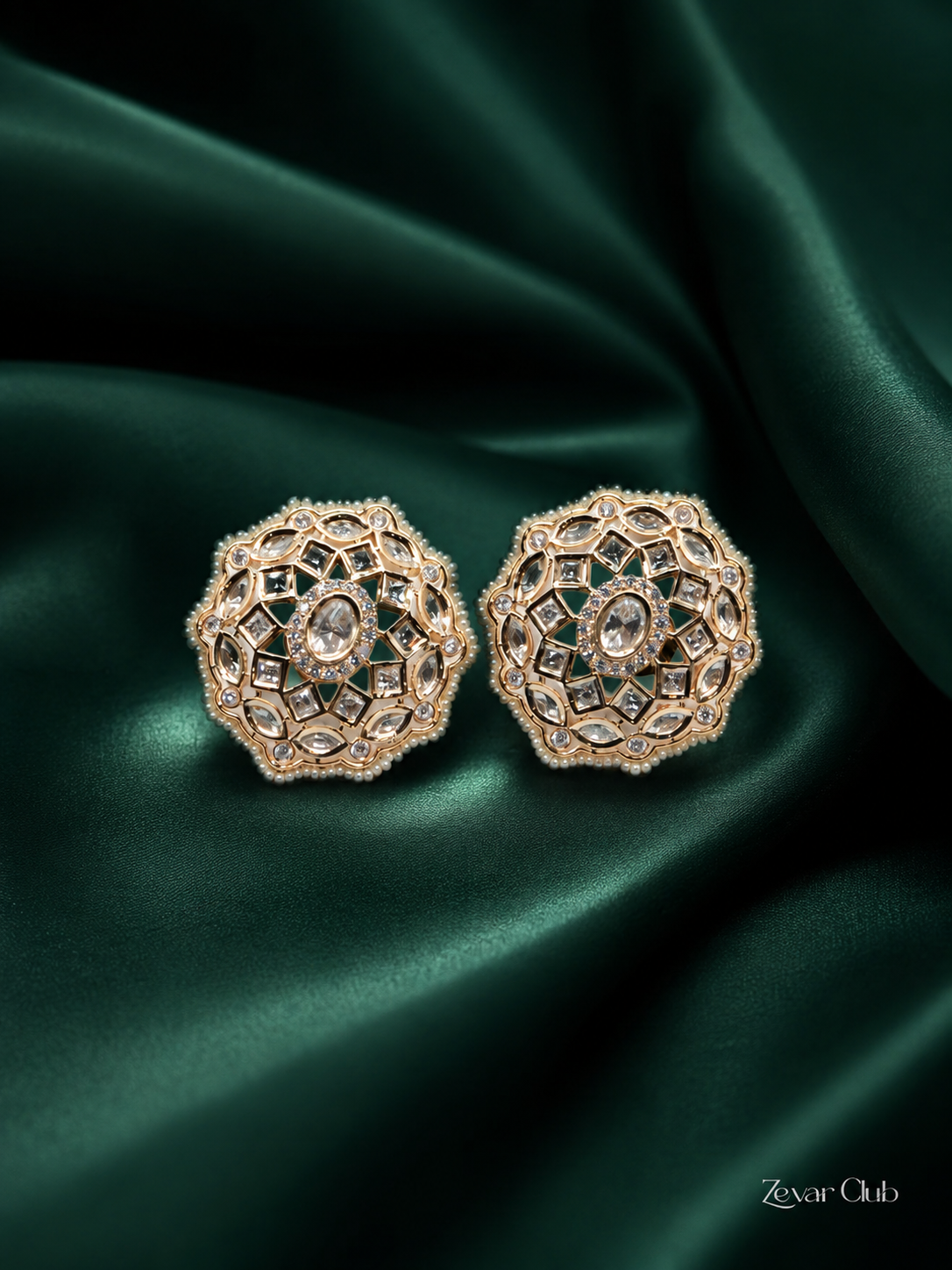 Zevar Club Hexagon Kundan Studs