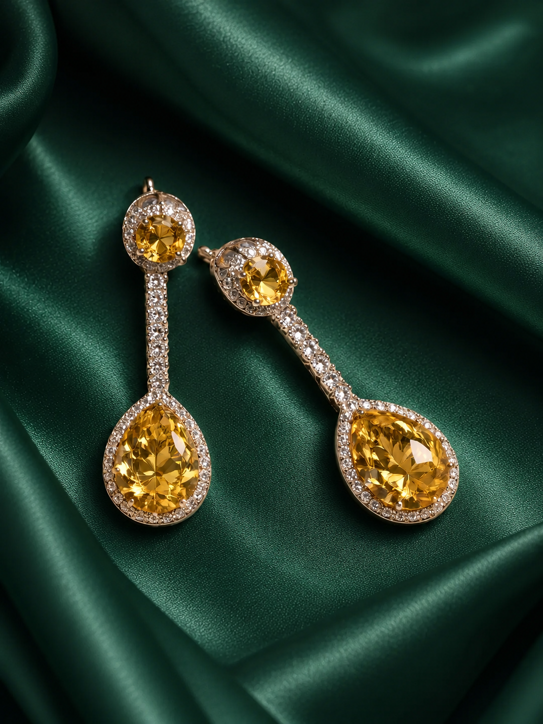 Zevar Club Luxury Yellow Diamond Glam Statement Earrings for Women